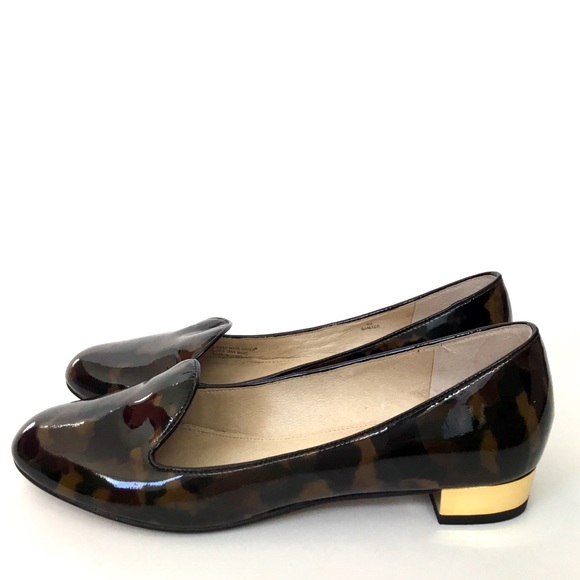Joan & David Mitzie camo Print loafers gold heel 8 - Picture 5 of 7